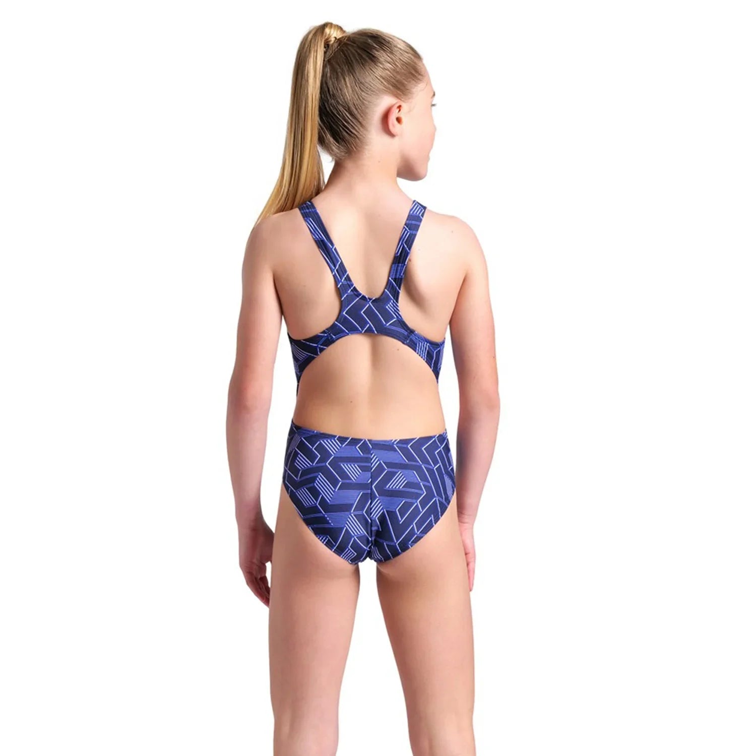 008475-700 Arena Girls' Escape Swim Tech Back Swimsuit