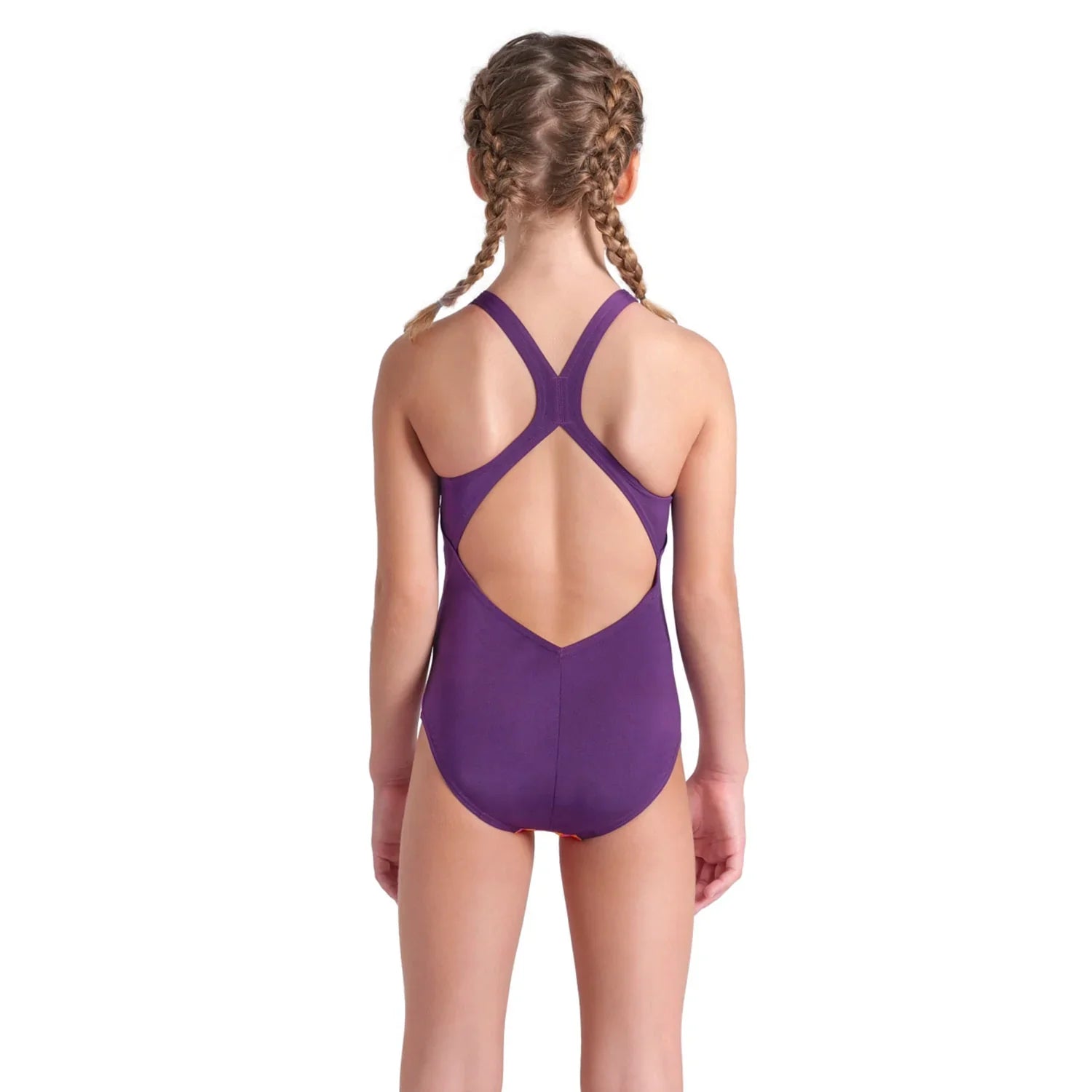 009007 909 Arena Girls' Multi Colours Swimsuit Plum