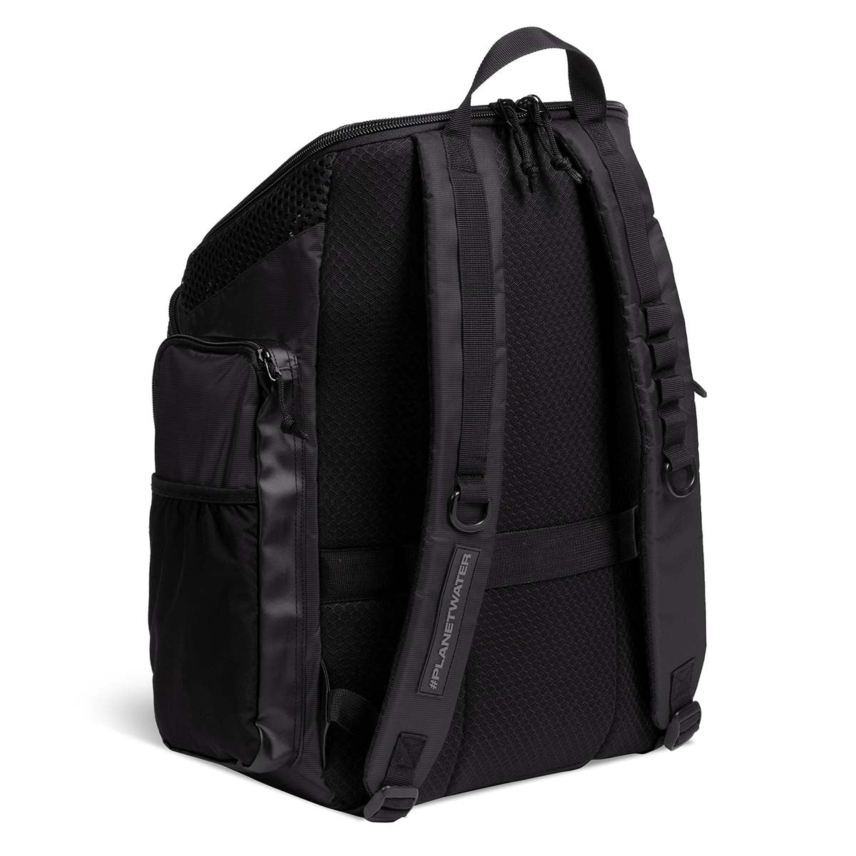 Arena One Go Black backpack with multiple compartments and a visible brand logo