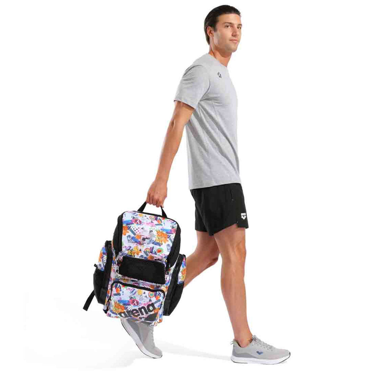 Arena One Go Allover Swim Sports Travel Backpack 45L Collage