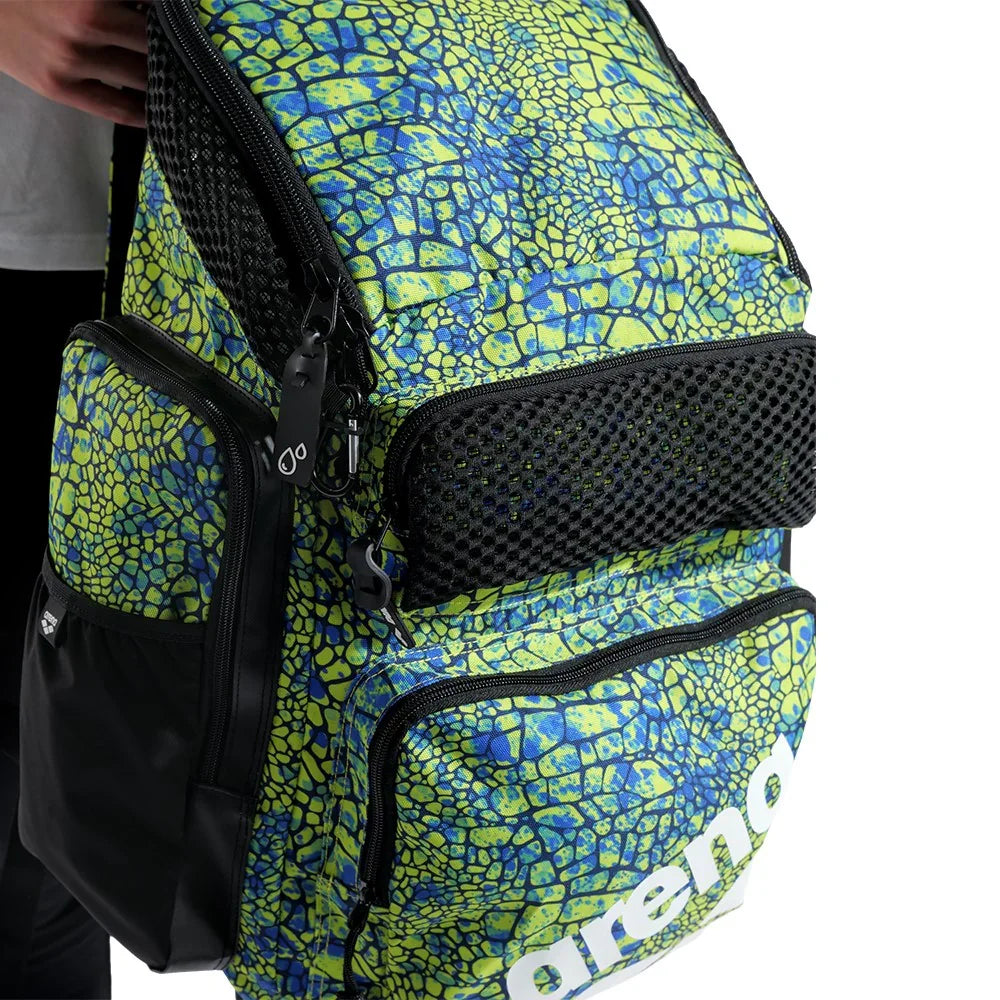 Arena One Go Allover Swim Sports Travel Backpack 45L - Snakeskin Green