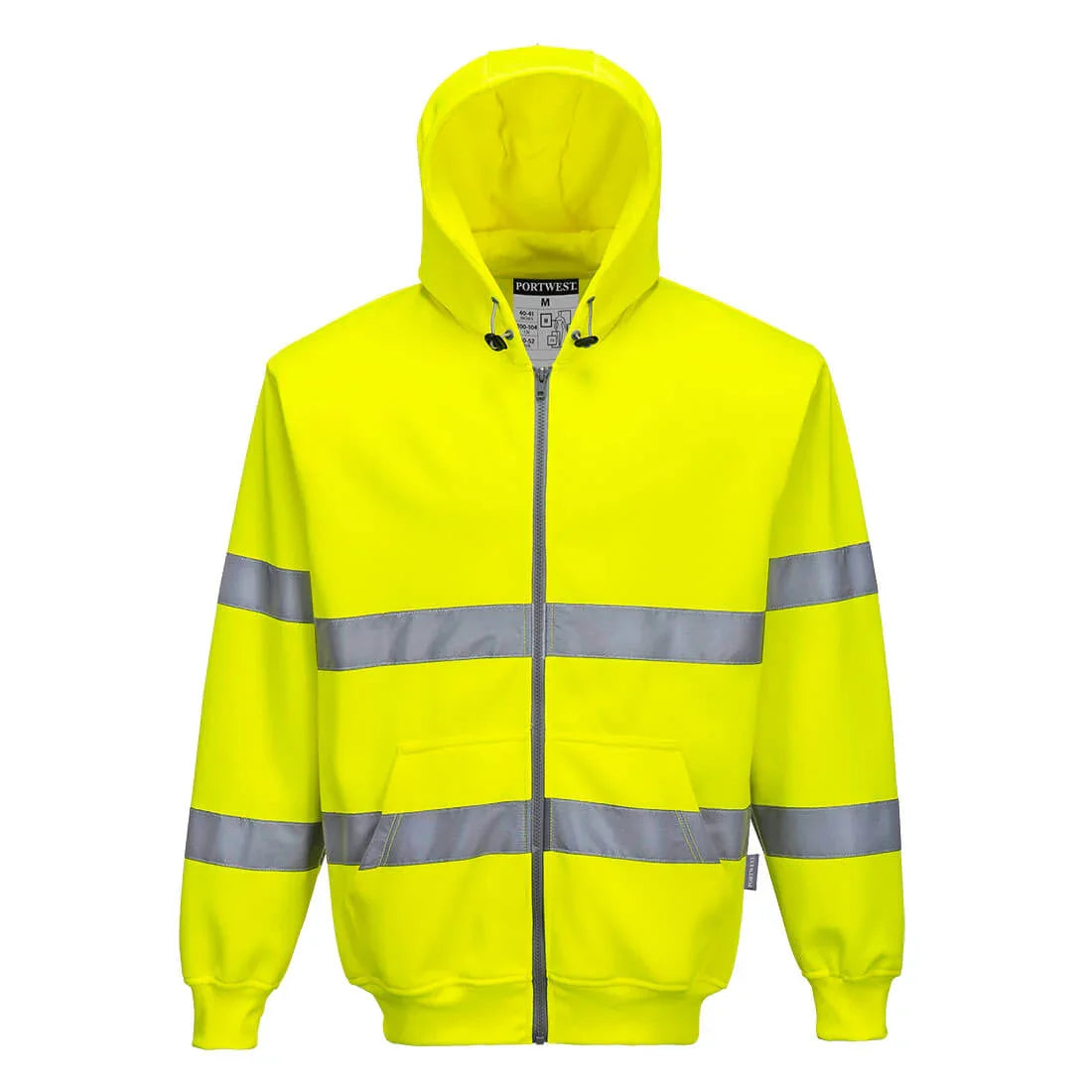Portwest B305 Hi-Vis Zipped Hoodie Yellow