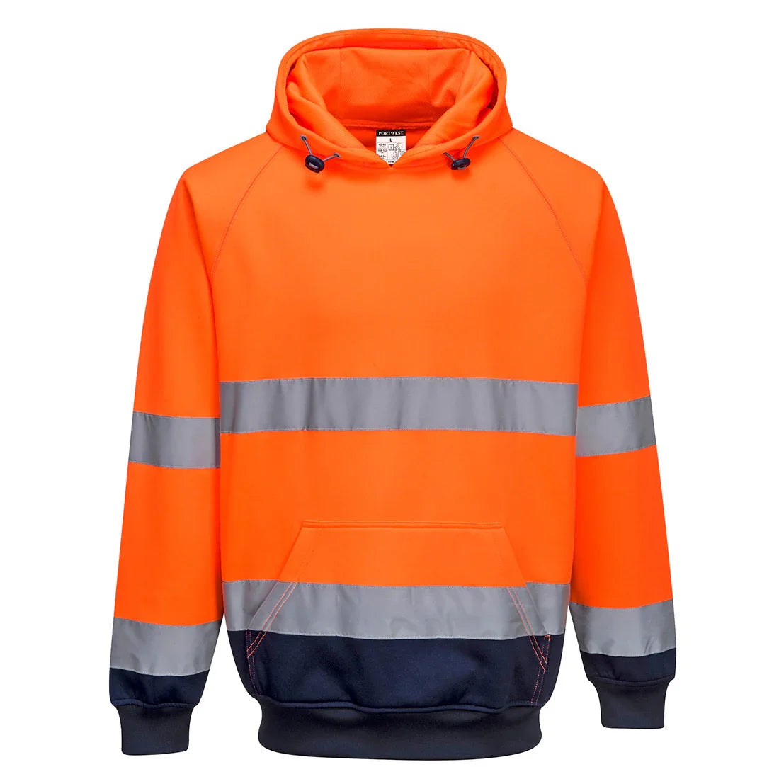 Portwest B316 Hi-Vis Contrast Hoodie Orange Navy