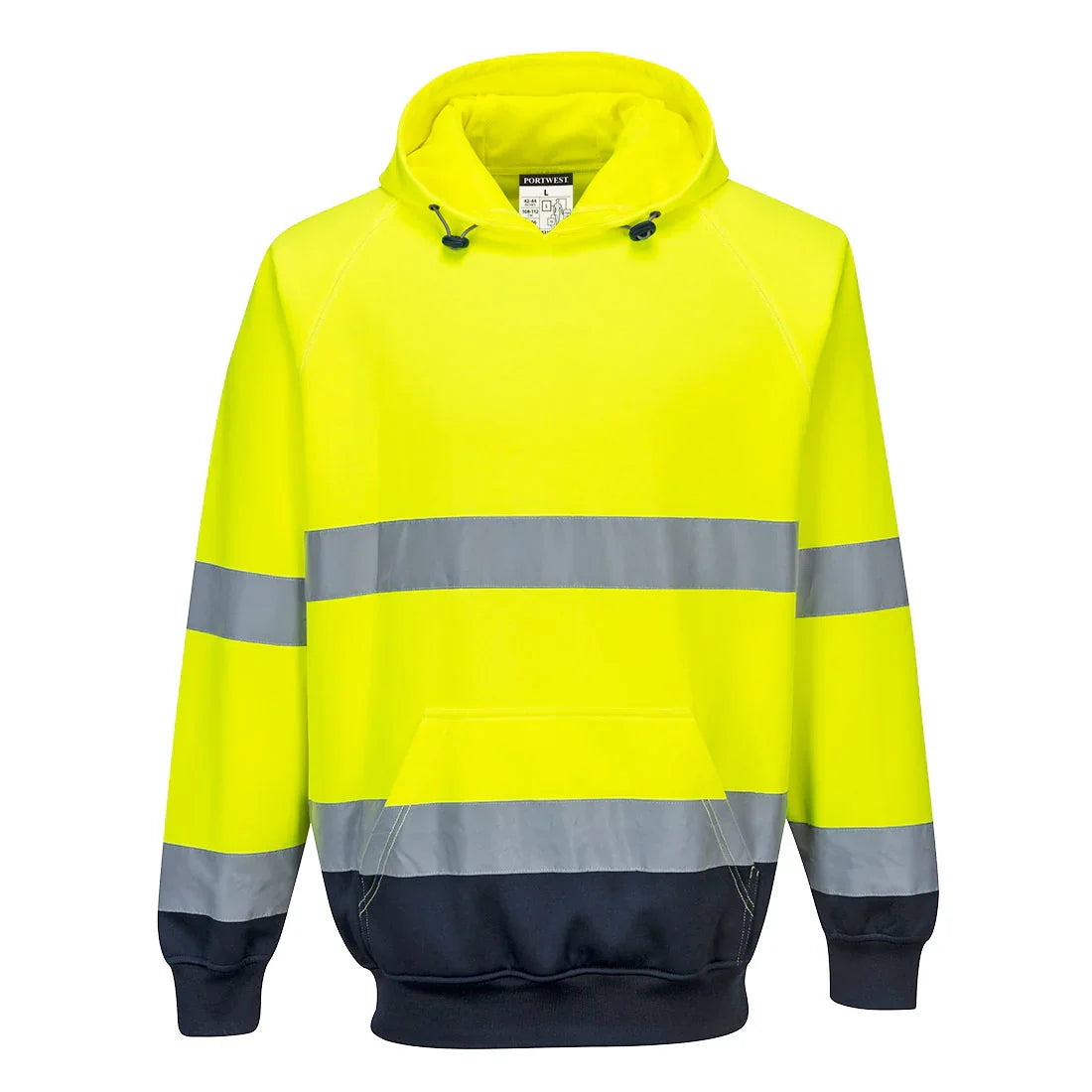 Portwest B316 Hi-Vis Contrast Hoodie Yellow Navy