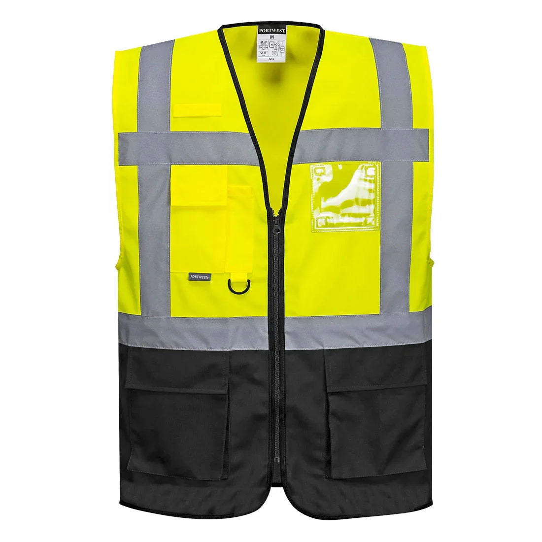 Portwest C476 Warsaw Hi-Vis Contrast Executive Vest Yellow Black