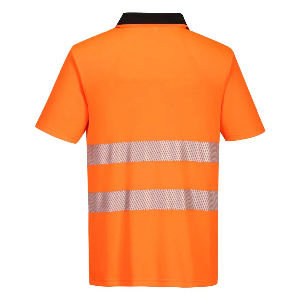 Portwest DX412 DX4 Hi-Vis Zip Polo Shirt Orange Black