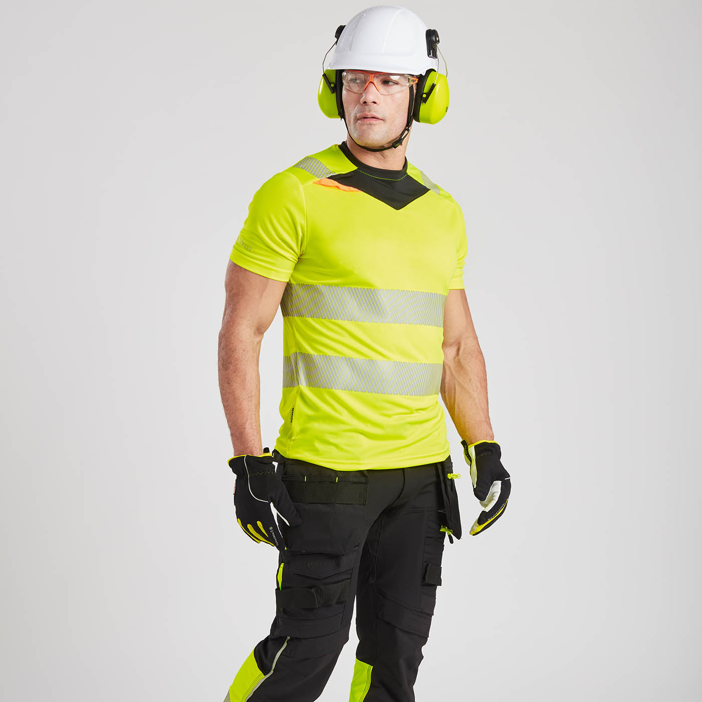Portwest DX4 Hi-Vis T-Shirt Short Sleeve Yellow Black_M