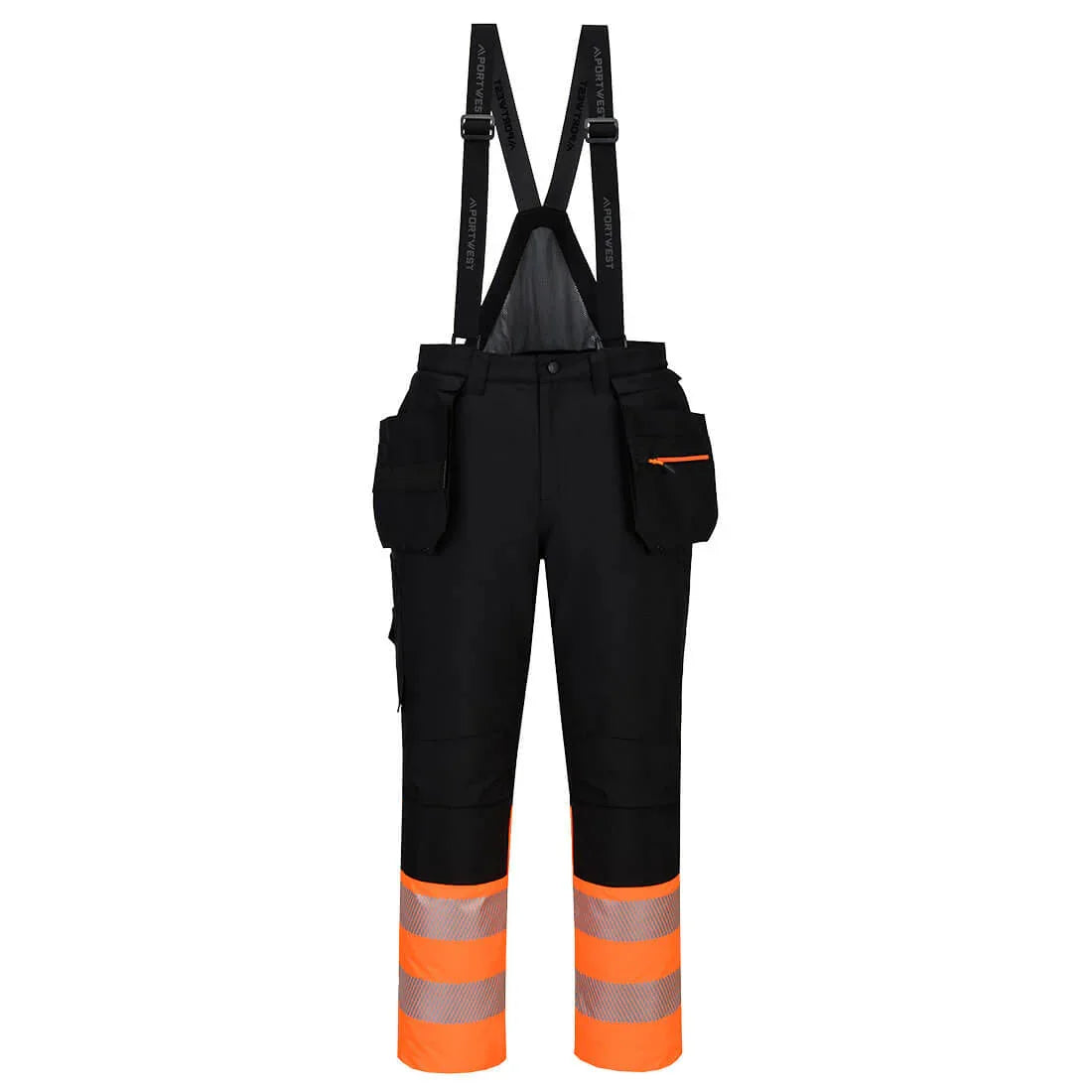 Portwest DX437 DX4 Hi-Vis Class 1 Winter Bib and Brace Orange Black