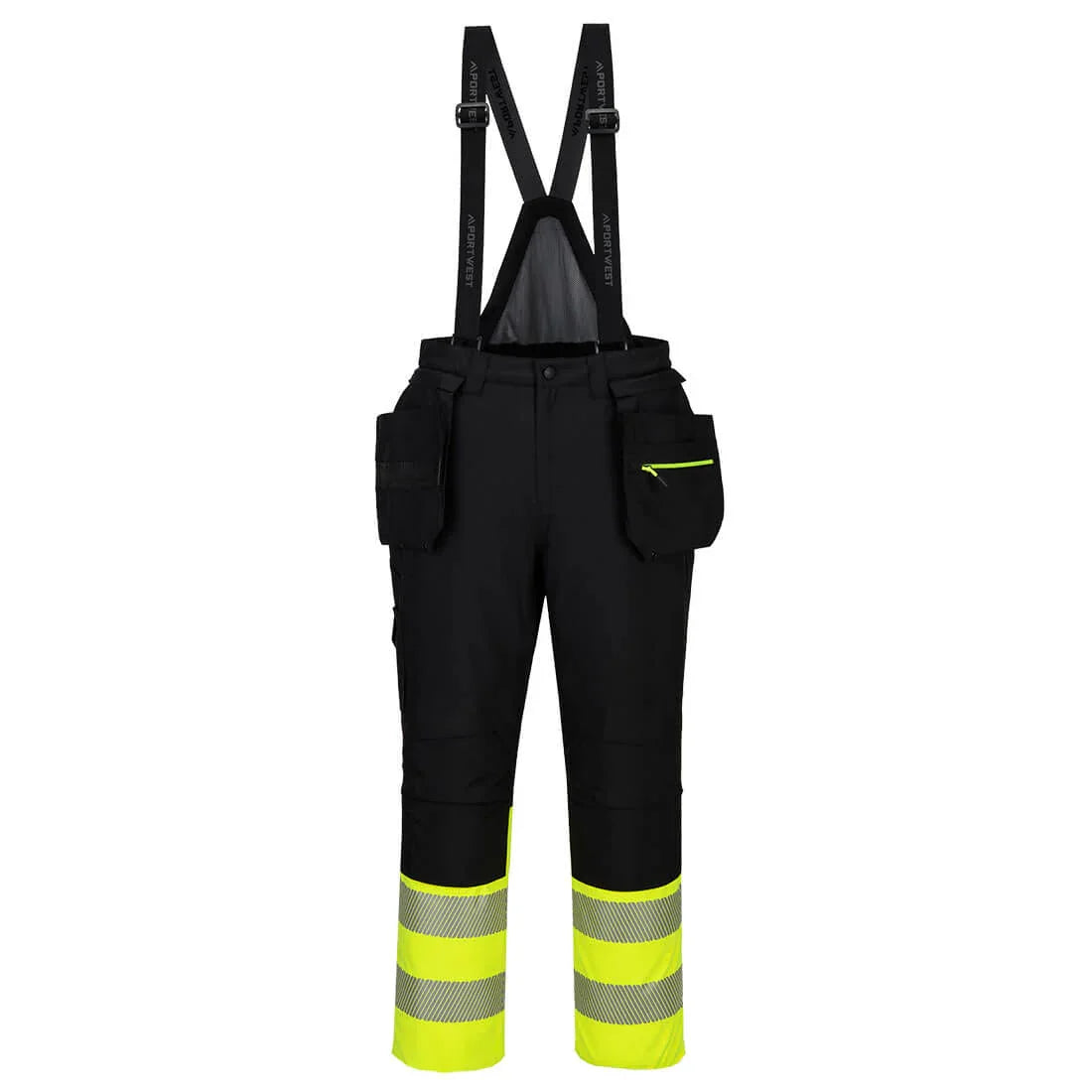 Portwest DX437 DX4 Hi-Vis Class 1 Winter Bib and Brace Yellow Black
