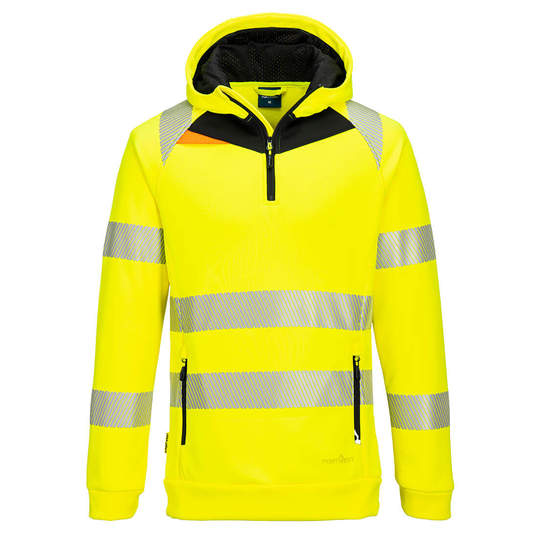 Portwest DX482 DX4 Hi-Vis 1/4 Zip Hoodie Yellow Black