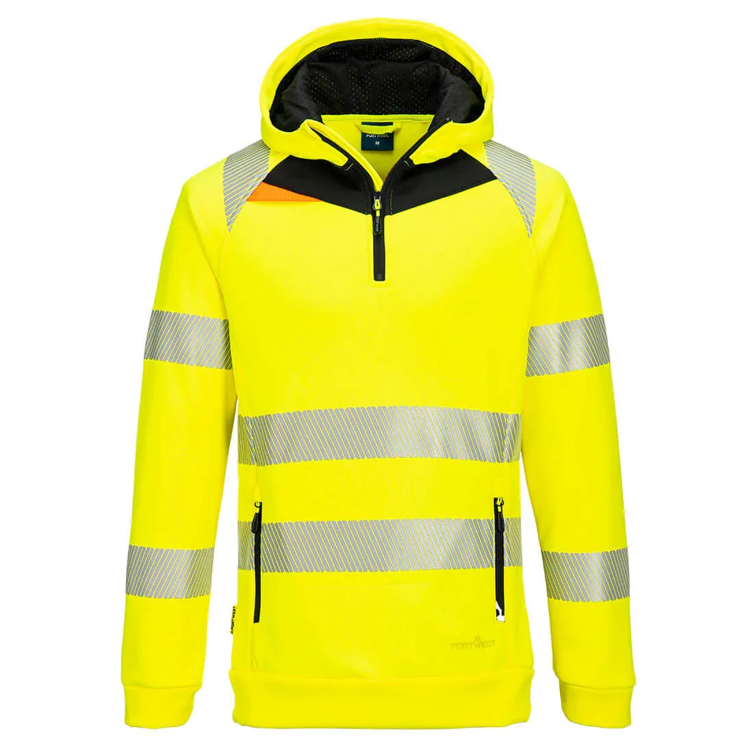 Portwest DX482 DX4 Hi-Vis 1/4 Zip Hoodie Yellow Black