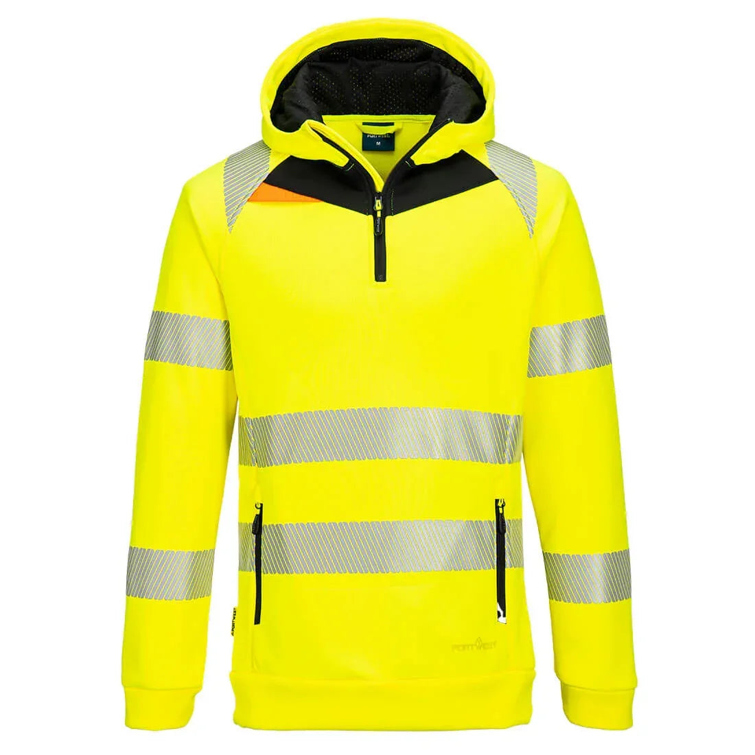 Portwest DX482 DX4 Hi-Vis 1/4 Zip Hoodie Yellow Black