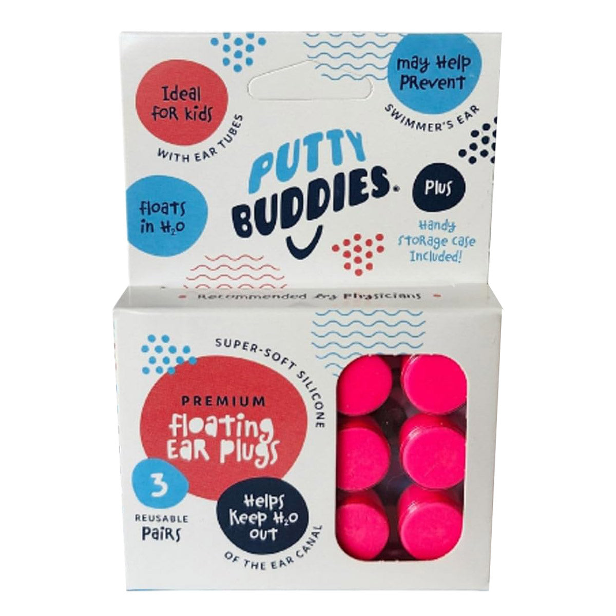 Putty Buddies Floating Ear Plugs Hot pink