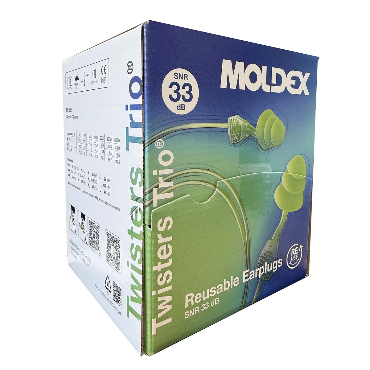Box of Moldex 6451 Twisters Trio reusable earplugs