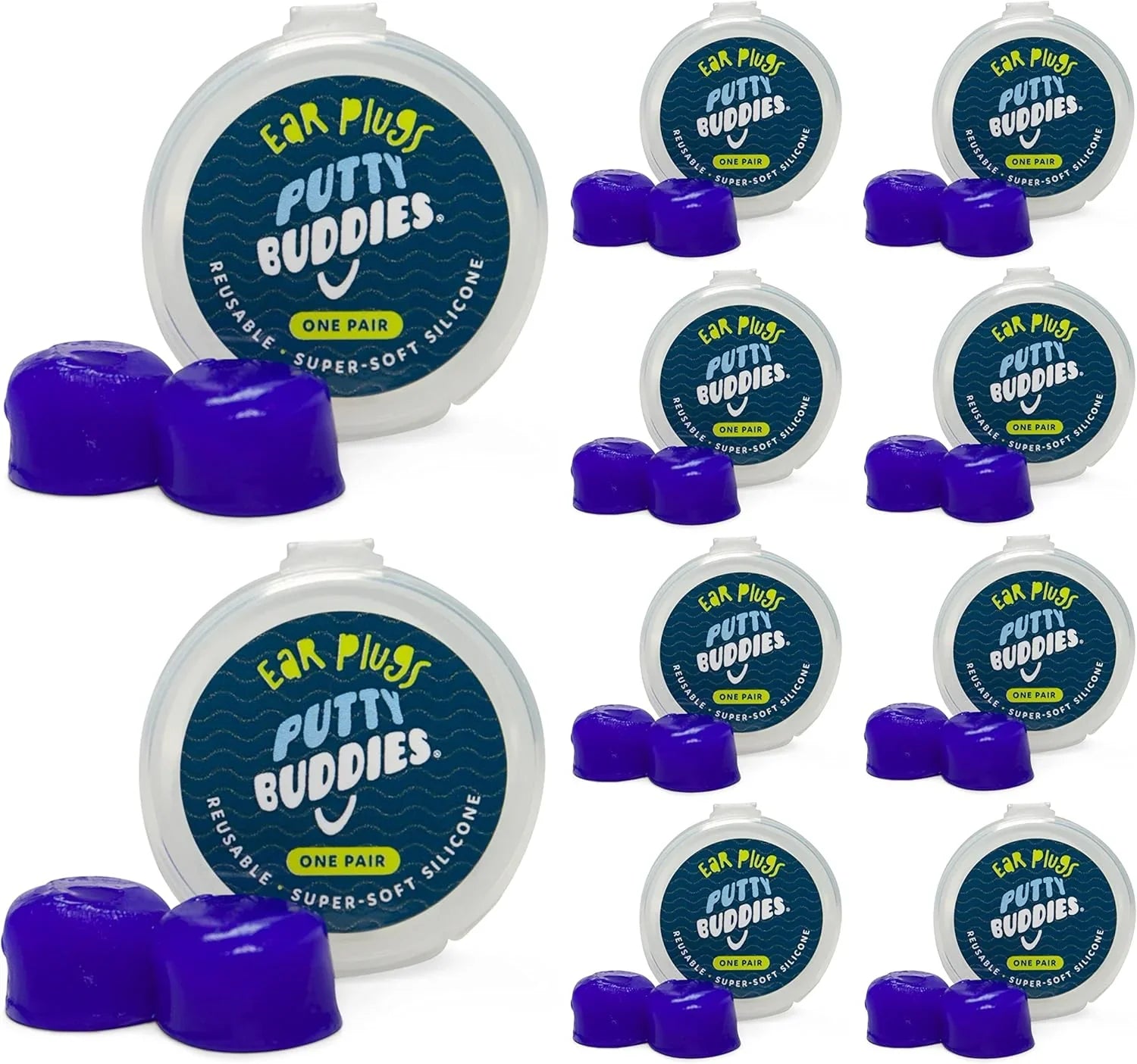 Putty Buddies Original Swimming Ear Plugs Blue - 10 Pairs