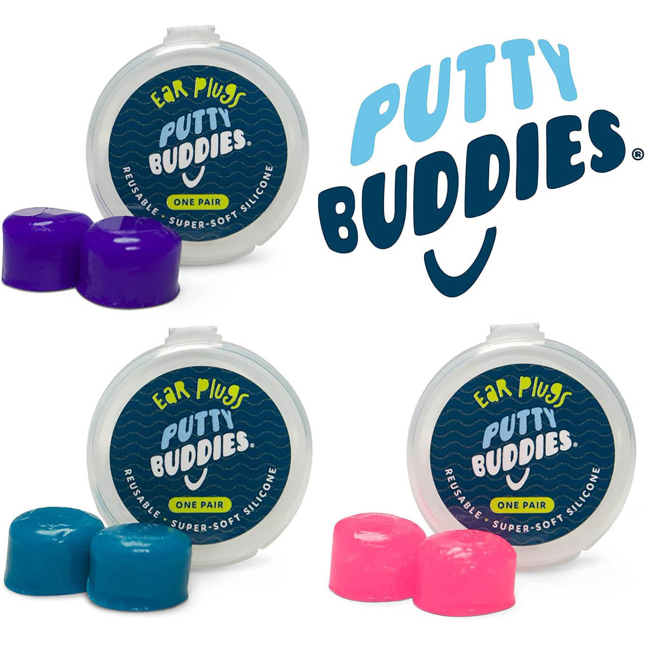 Putty Buddies Original Swimming Ear Plugs purple Magenta Teal