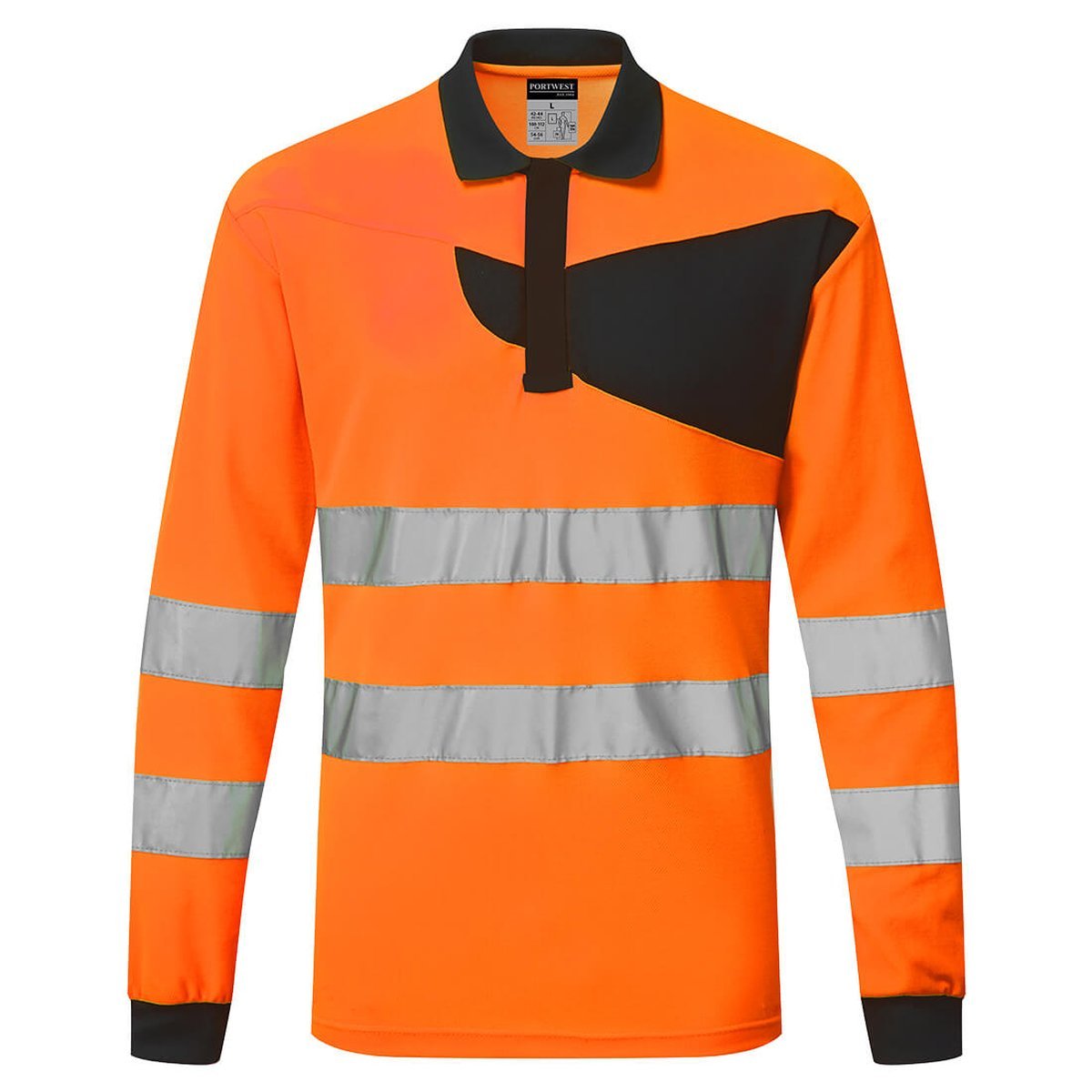 Portwest PW220 PW2 Hi-Vis Polo Shirt Long Sleeve Orange