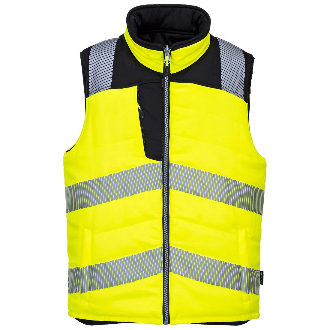 Portwest PW3 Hi-Vis Reversible Bodywarmer Yellow/Black