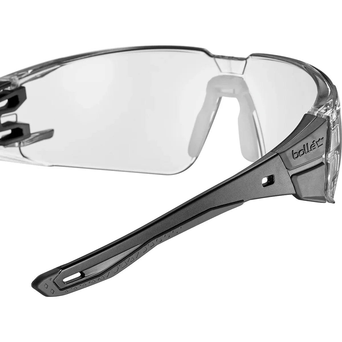Clear Lens Bolle RUSH+ 2.0 RUSPMN10E Safety Glasses with Black and Grey Frame