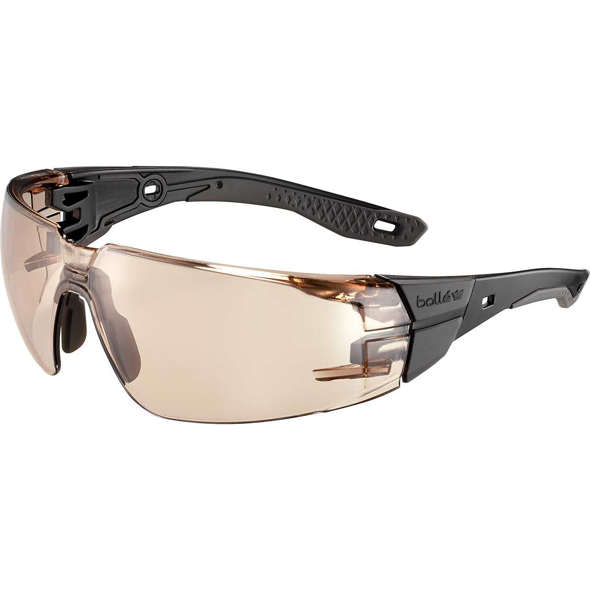 Copper Lens Safety Glasses Bolle RUSH+ 2.0 with Black and Grey Frame