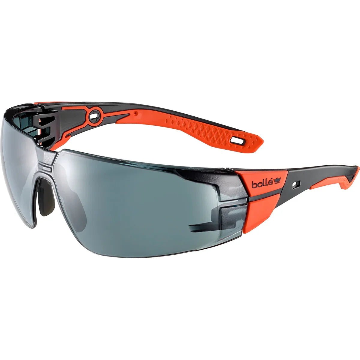 Bolle RUSH+ 2.0 Small Smoke Lens Safety Glasses with Red and black fame