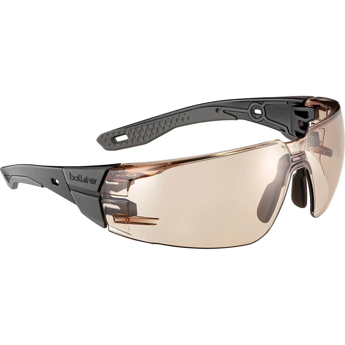 Bolle RUSH+ 2.0 Small Copper Lens Safety Glasses with Black and Grey Frame