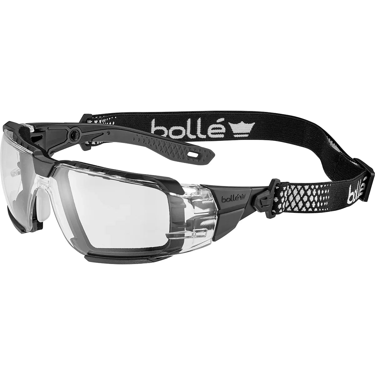 Bolle RUSH+ 2.0 XP Hybrid Clear Lens Safety Glasses with Black and Grey Frame