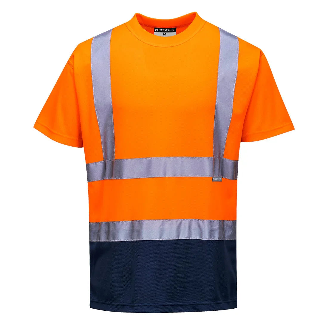Portwest S378 Hi-Vis Contrast T-Shirt Orange Navy
