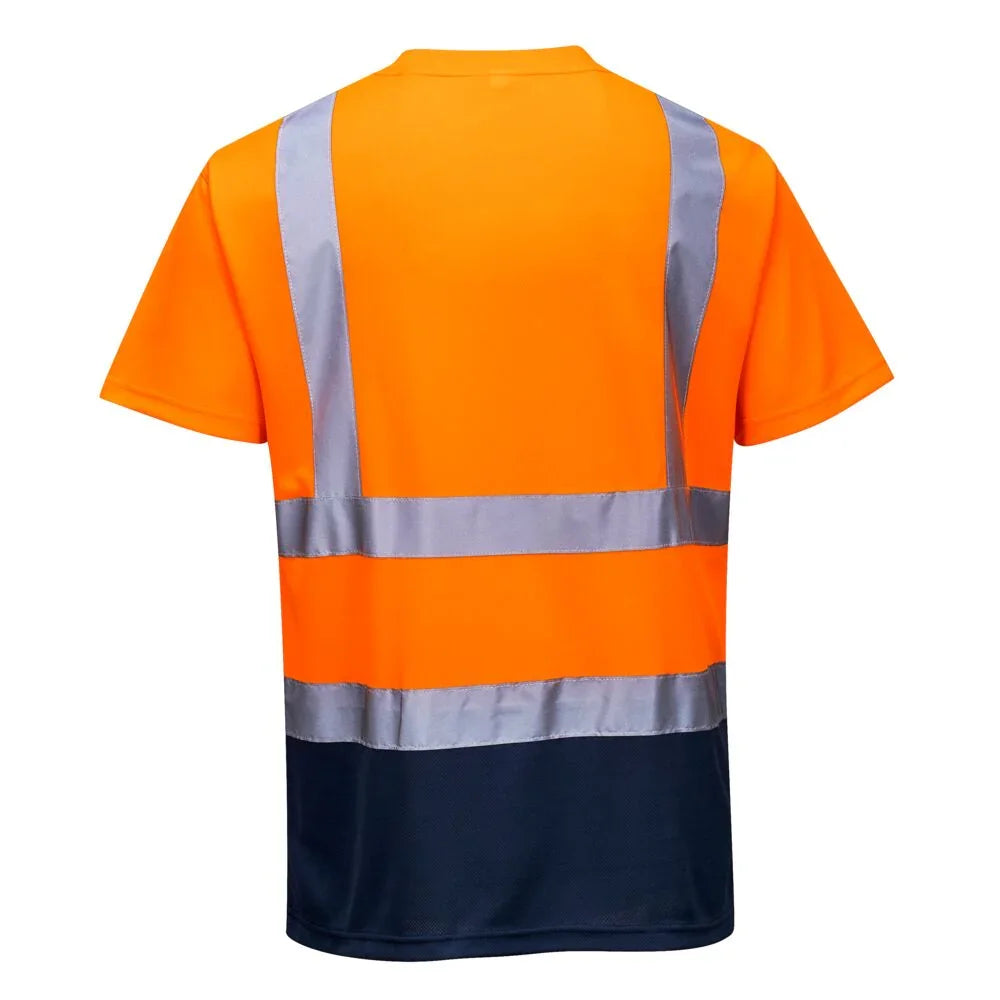 Portwest S378 Hi-Vis Contrast T-Shirt Orange Navy_Back