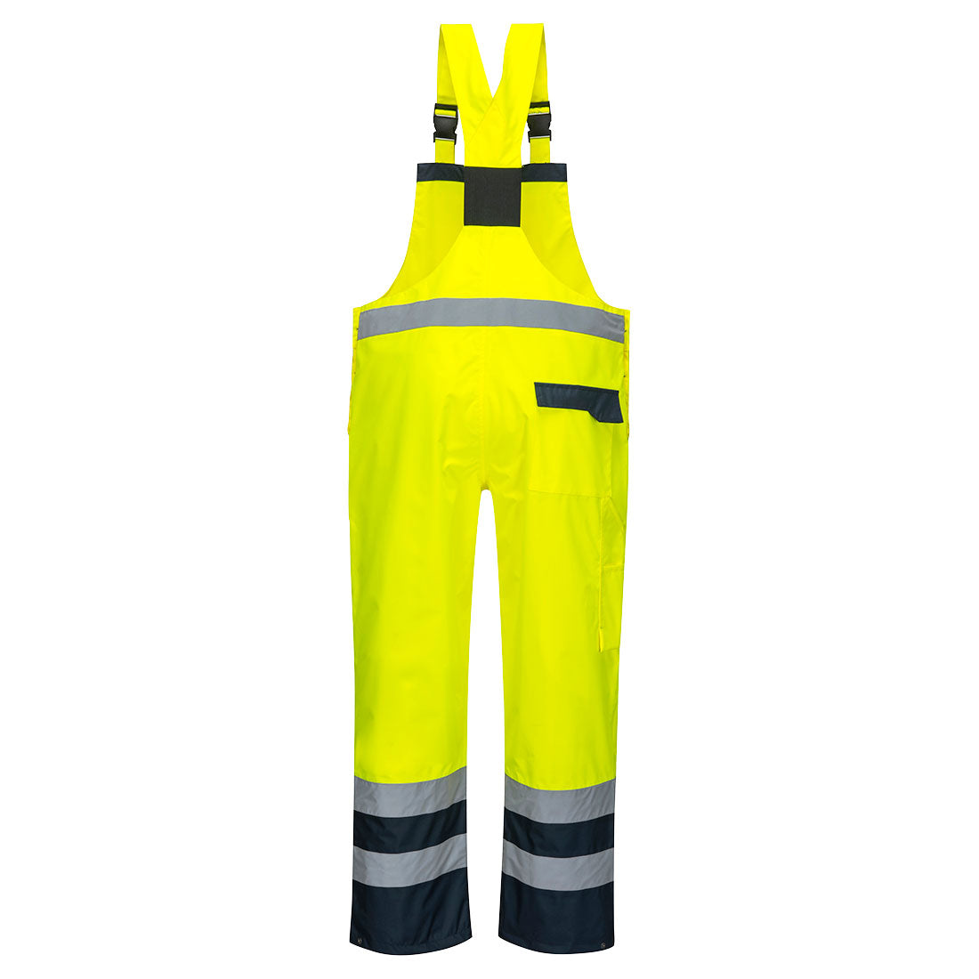 Portwest S488 Hi-Vis Breathable Contrast Rain Bib and Brace Yellow/Navy