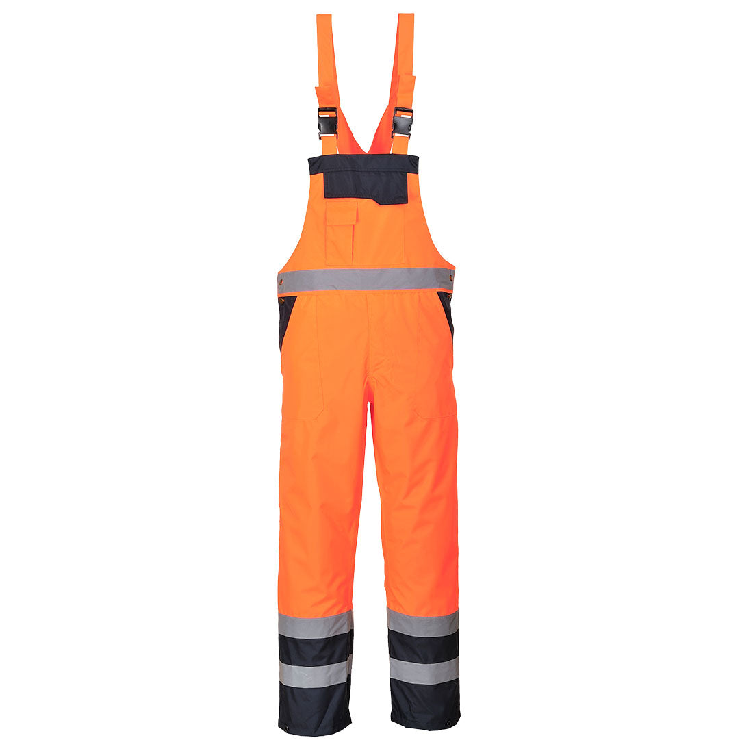 Portwest S489 Hi-Vis Contrast Winter Bib and Brace Orange