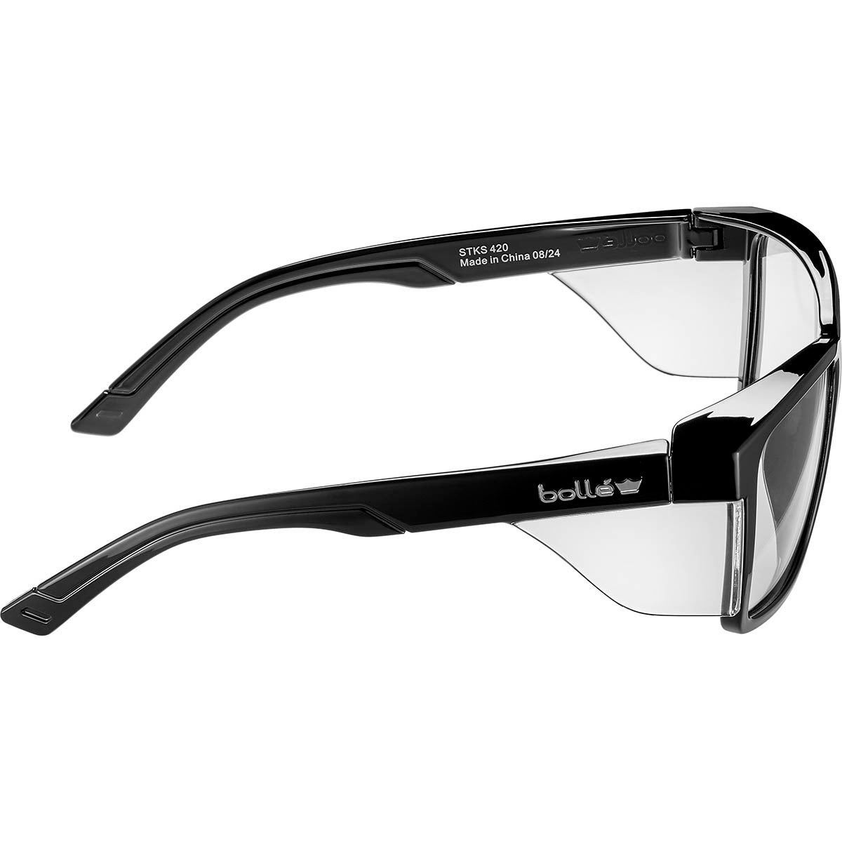 Bolle STKS 420 Safety Glasses with CLear Lens and Black Frame STK42N10