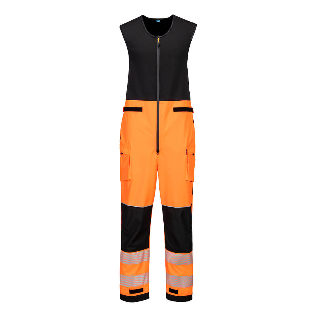 Portwest T150 PW3 Hi-Vis Rain Salopettes Orange Black 1