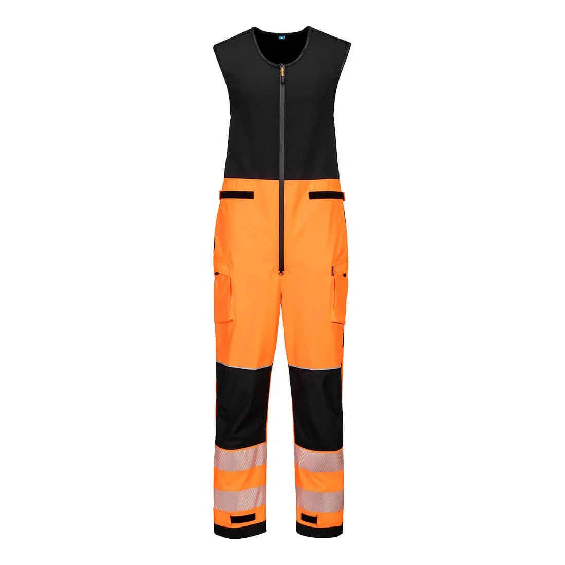 Portwest T150 PW3 Hi-Vis Rain Salopettes Orange Black 1