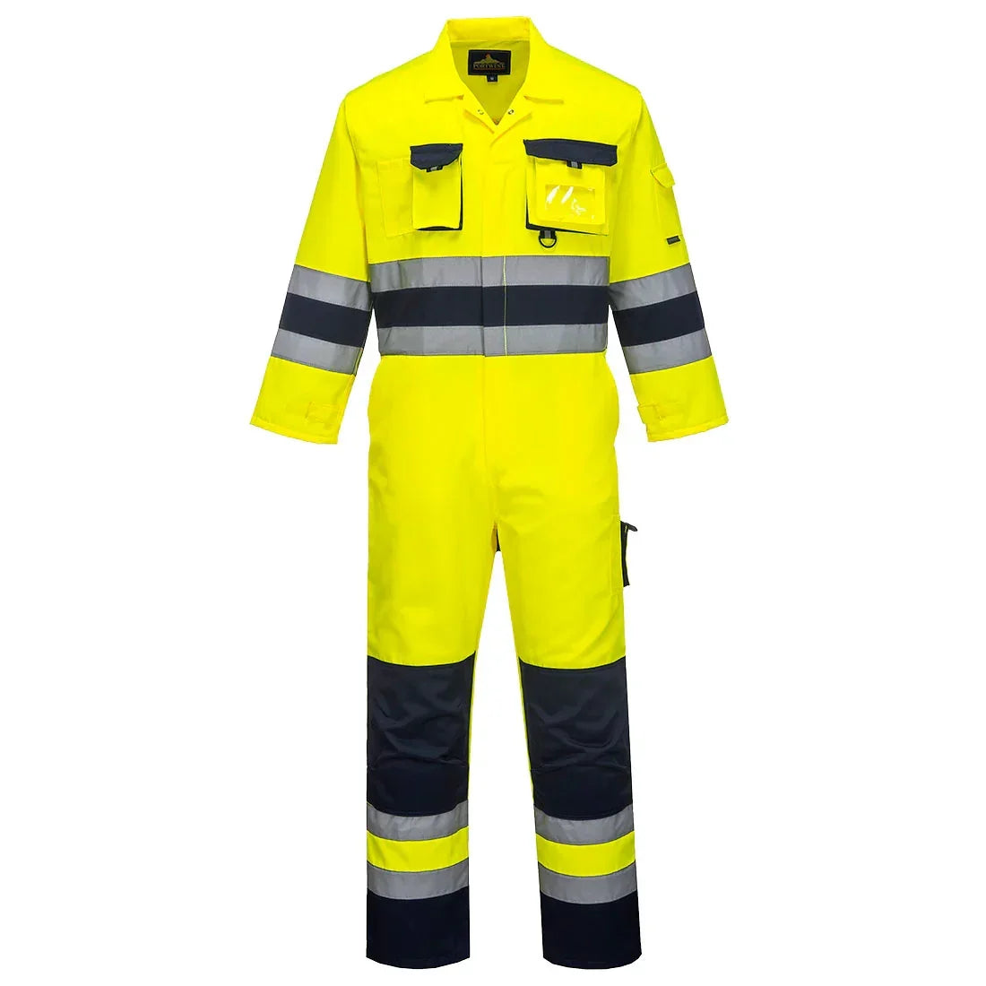 Portwest TX55 Nantes Hi-Vis Contrast Work Coverall Yellow Navy