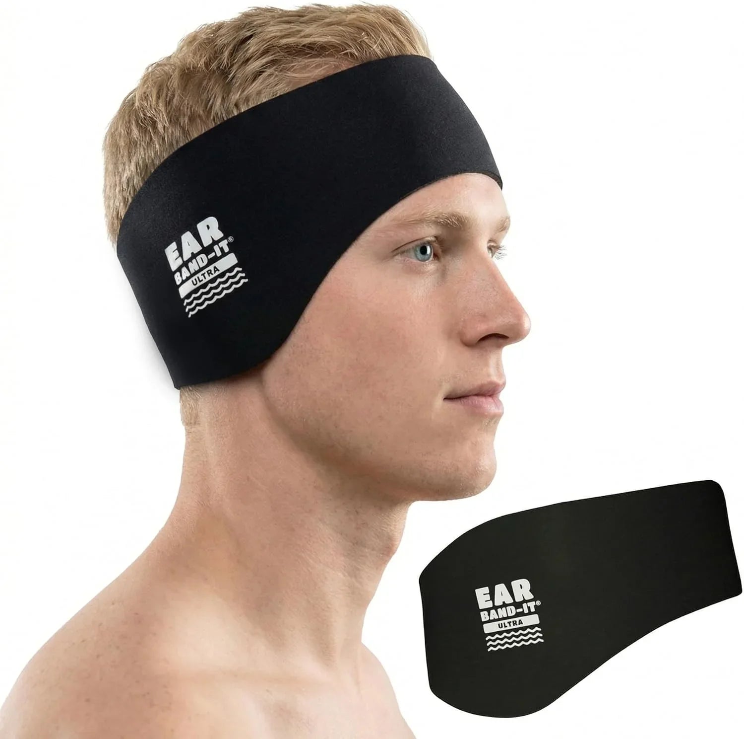 Ear Band it Ultra Black swimming Headband Large size