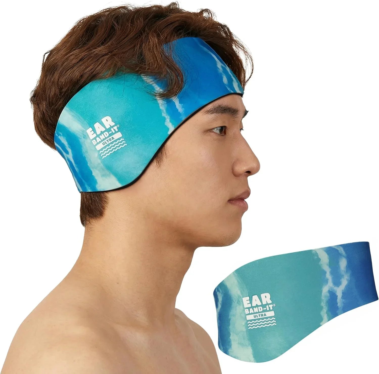 Ear Band it Ultra Tie Dye Blue swimming Headband Large size