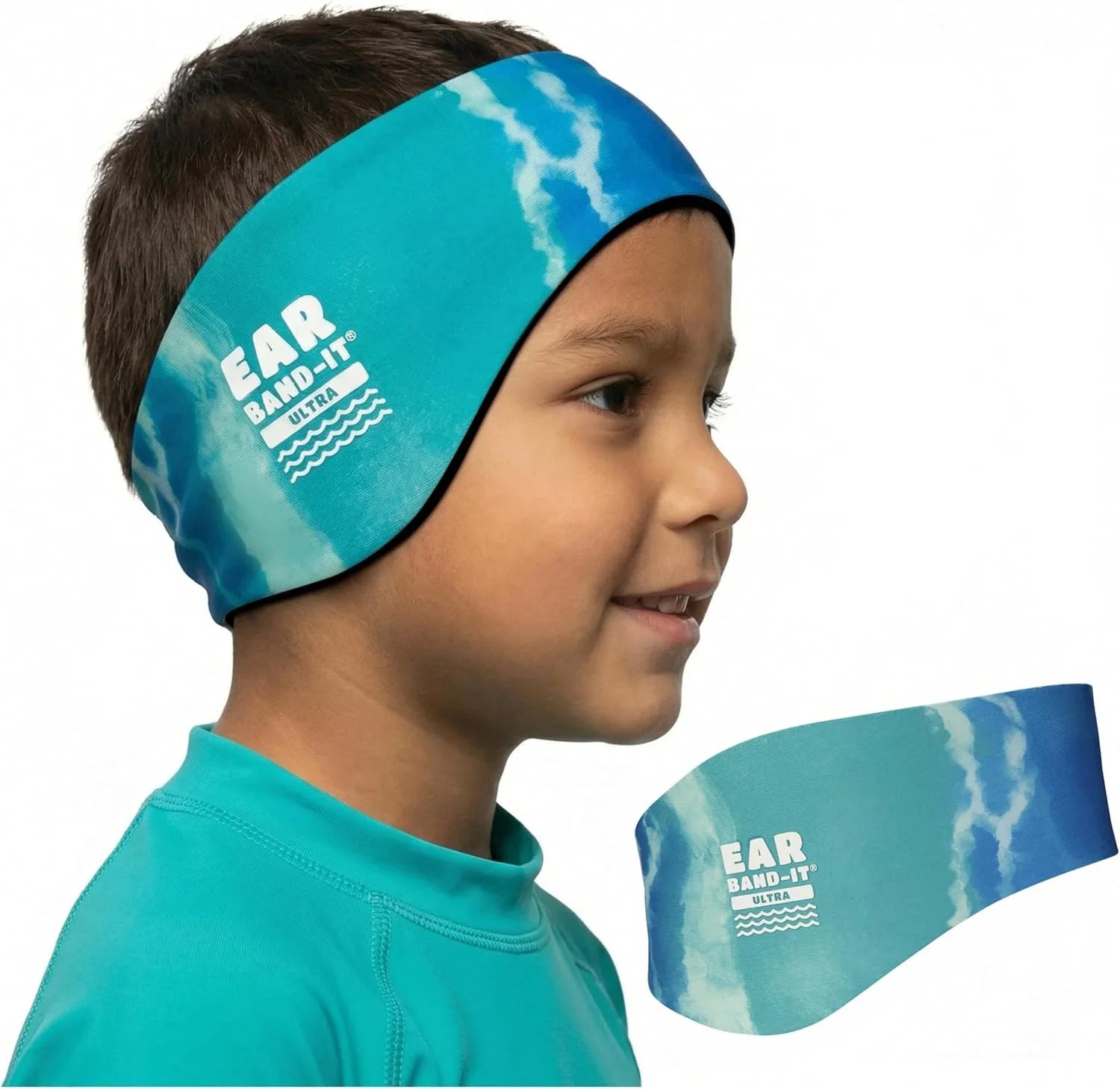 Ear Band it Ultra Tie Dye Blue swimming Headband Medium size