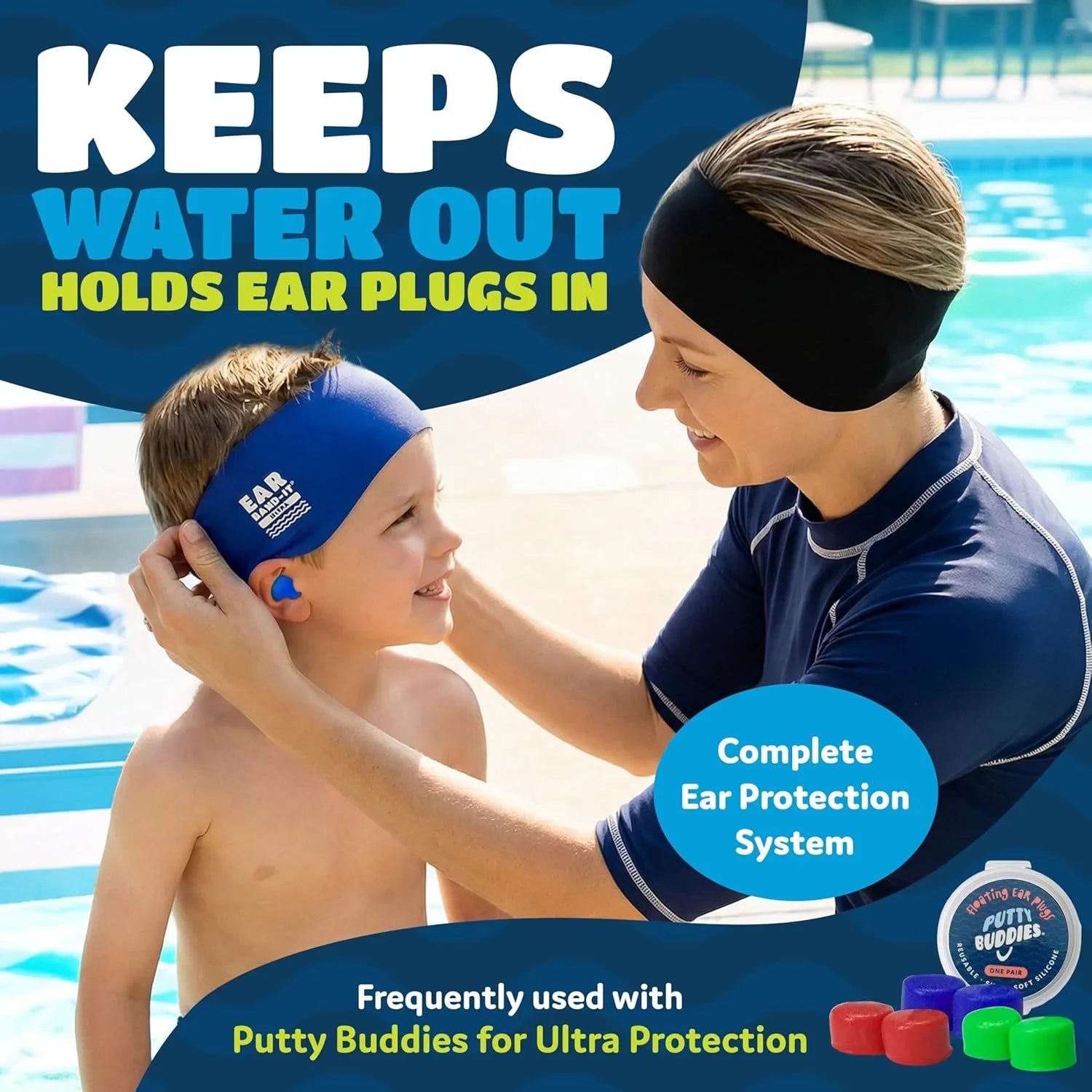 Ear Band-It Ultra Swimming Headband - Tie Dye Purple