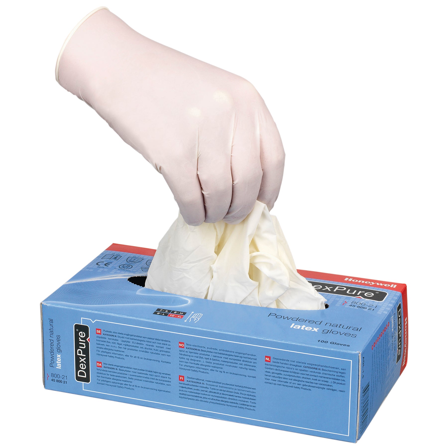 Honeywell DexPure 800-21 Natural Latex Powdered Gloves 100-Piece