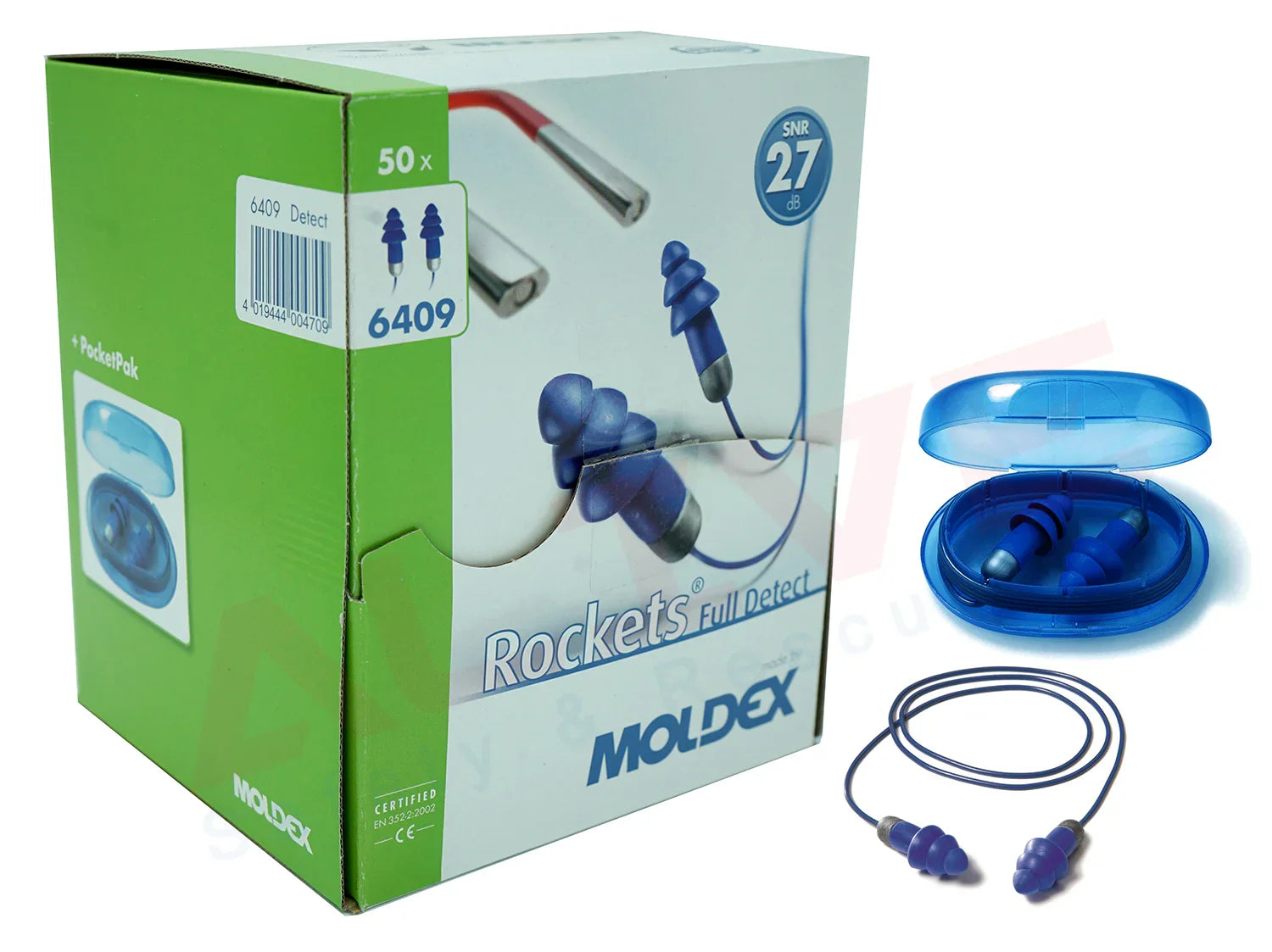 MOLDEX 6409 Rocket Full Detect Cord Earplugs - SNR: 27dB