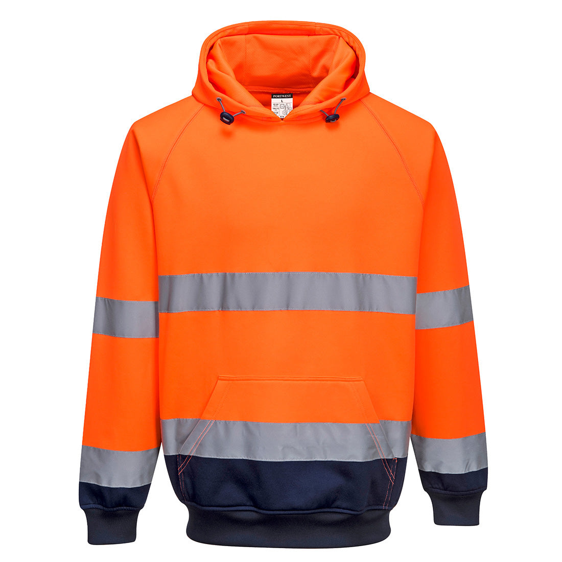 Portwest B316 Hi-Vis Contrast Hoodie Orange Navy