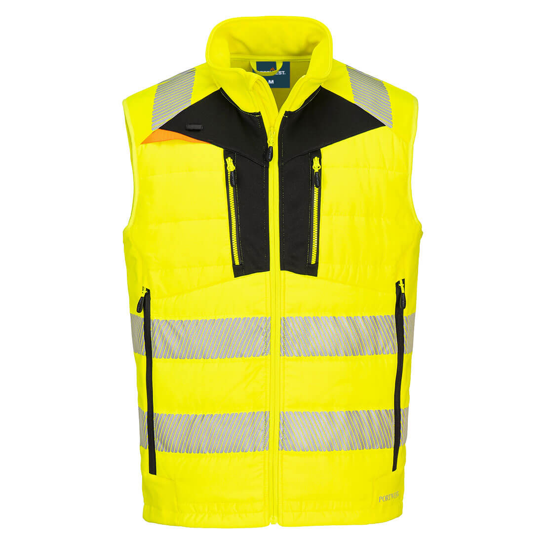 Portwest DX479 DX4 Hi-Vis Hybrid Baffle Bodywarmer Yellow Black