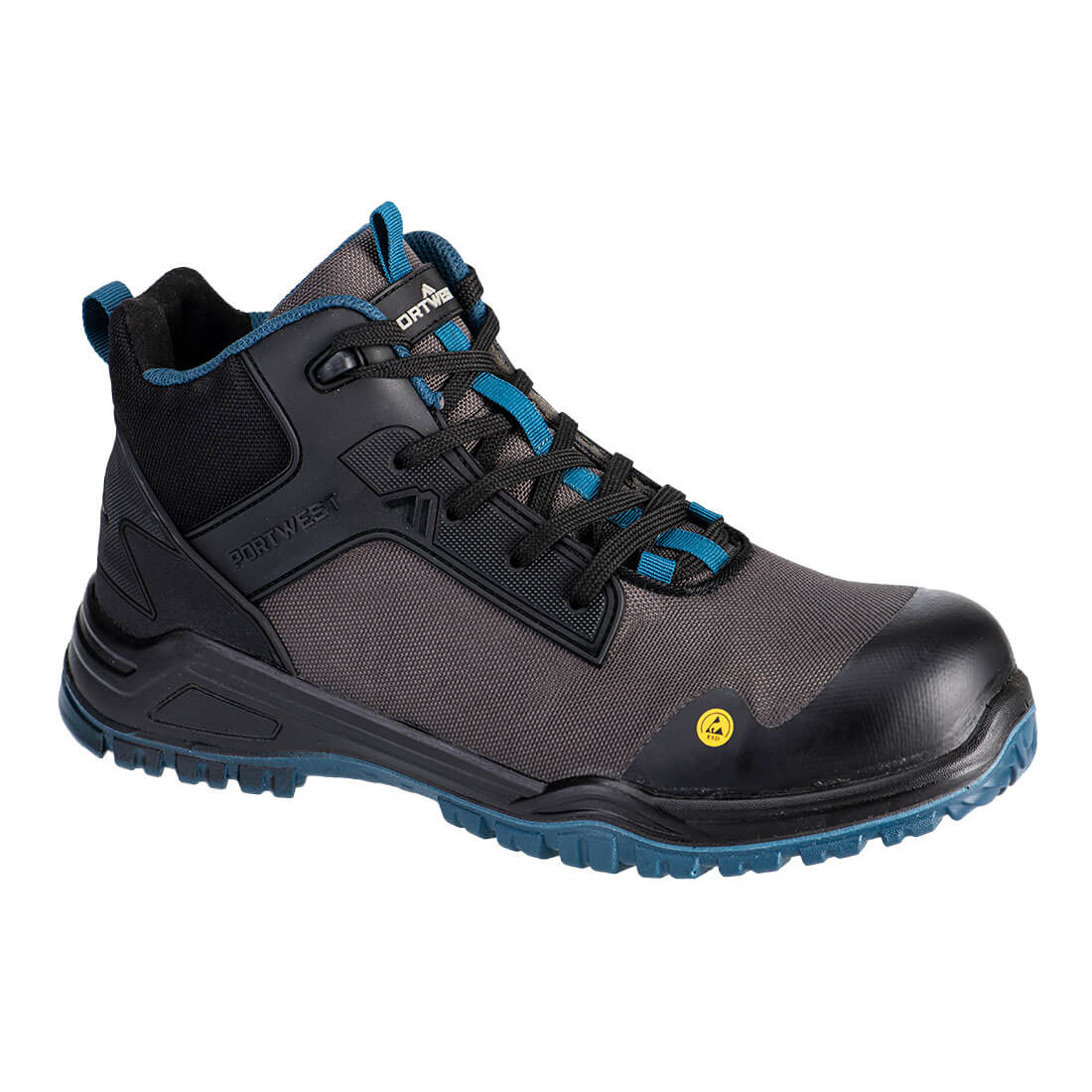 Portwest FE01 Bevel Composite Mid Boot S3S ESD SR FO - Black/Teal