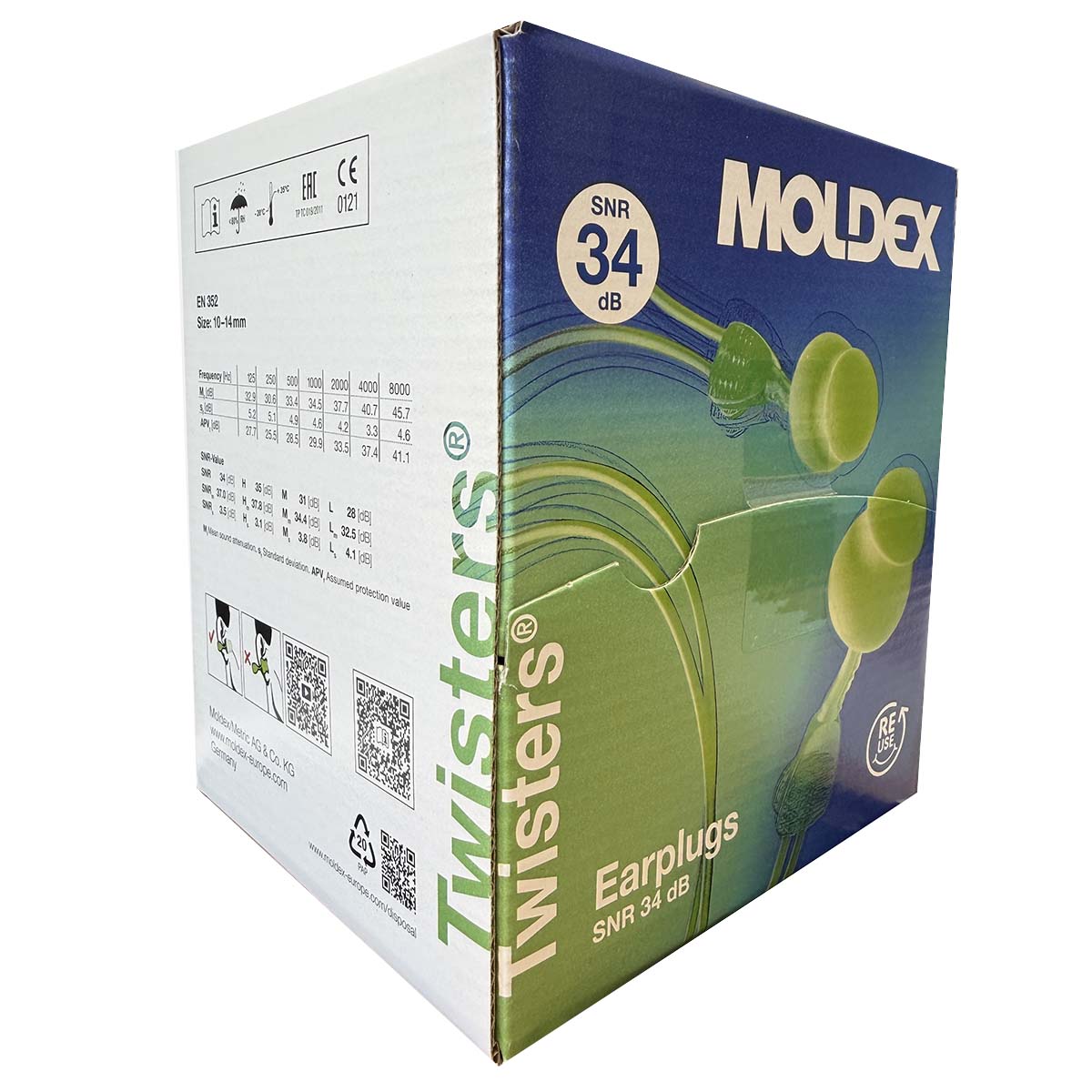 Box of Moldex 6441 Twisters earplugs
