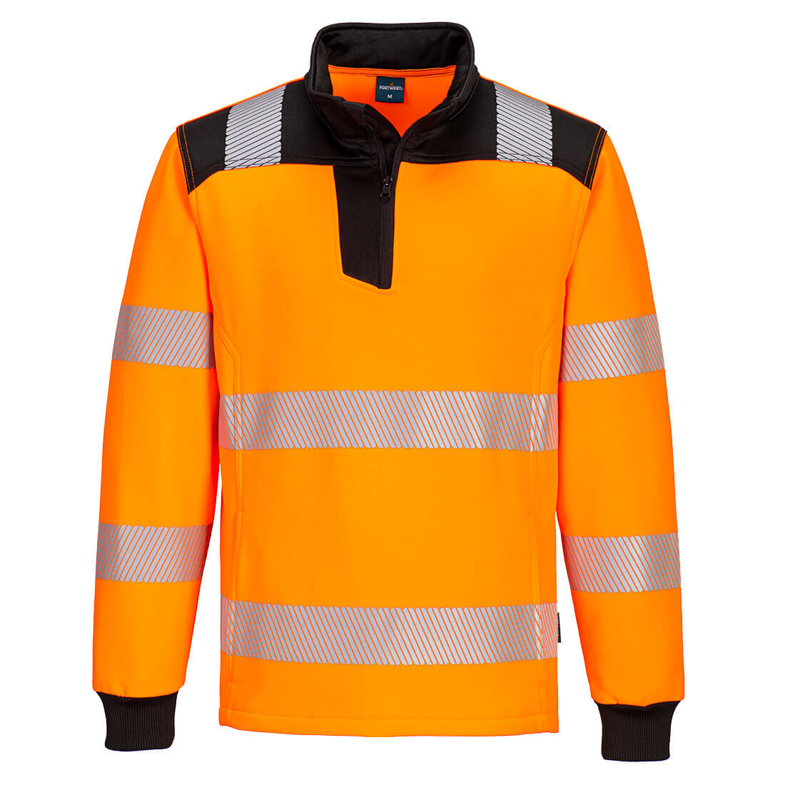 Portwest PW326 PW3 Hi-Vis 1/4 Zip Sweatshirt Orange Black