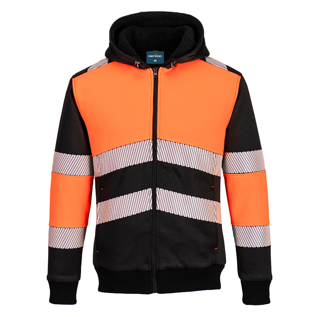 Portwest PW3 Zipped Class 1 Winter Hoodie - Orange Black