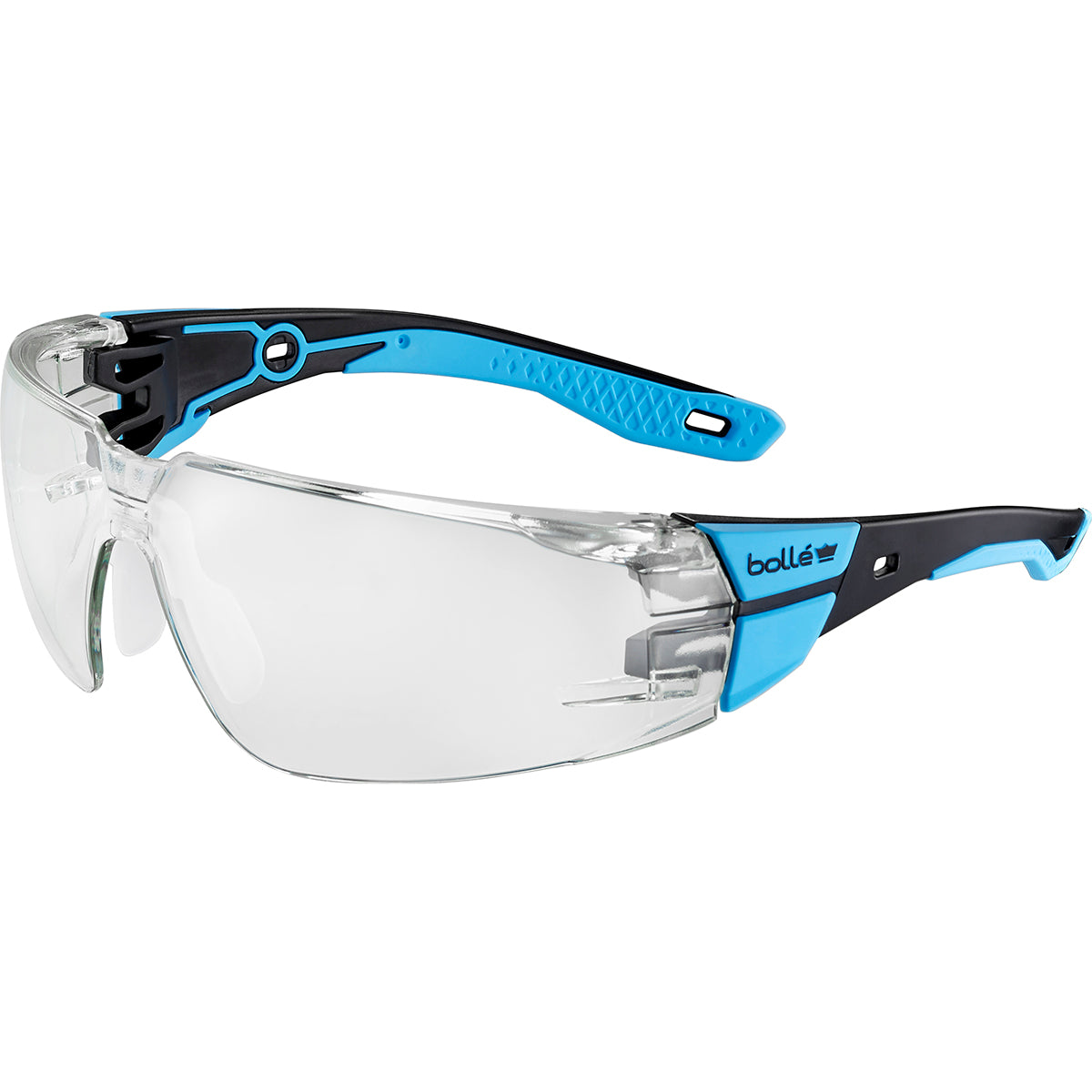 Bolle RUSH+ 2.0 RUSPMN12E Safety Glasses with Clear Lens Black and Blue Temples