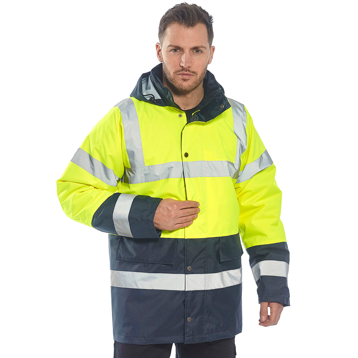 Portwest S466 Hi-Vis Contrast Winter Traffic Jacket - Yellow/Black 1