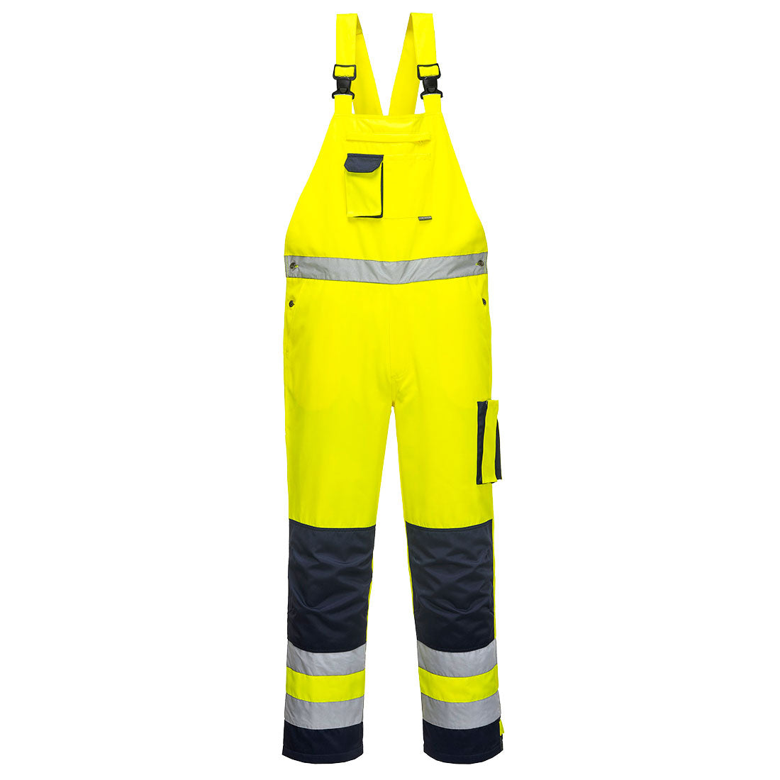 Portwest TX52 Dijon Hi-Vis Contrast Work Bib and Brace Yellow Navy 1